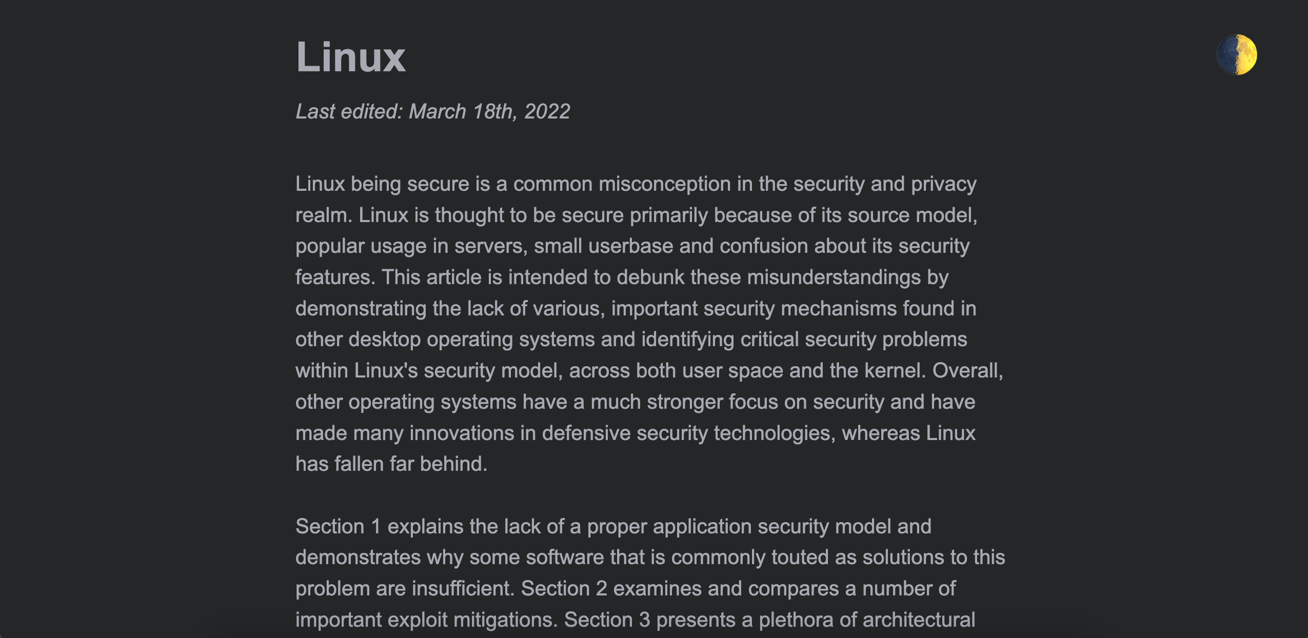 Madaidan’s Linux Insecurities